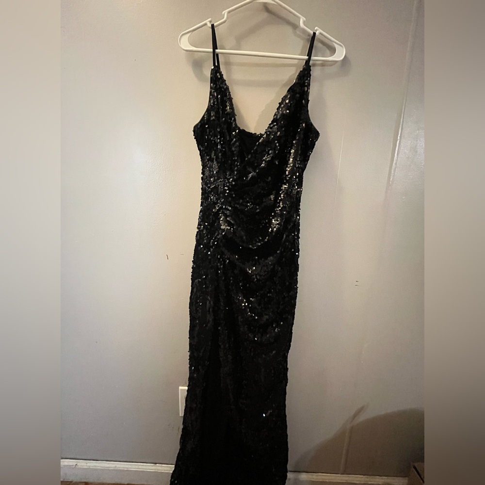 Fashion Nova Black Sequin Prom Dress